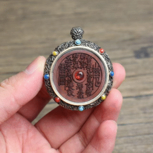 Electric shock jujube wood mountain ghost pendant with hidden silver border