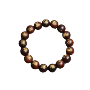 Electric shock wood, jujube wood, gilded bracelet, jujube wood cross, scripture, Taoist bead, thunder mark, prayer bead, precious bead jewelry, 12mm, 17 pieces, attracting wealth and warding off evil